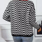 Wavy Striped Round Neck Sweater - DAVERRI FASHIONS