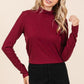Mittoshop Mock Neck Rib Knit Long Sleeve Crop Top - DAVERRI FASHIONS