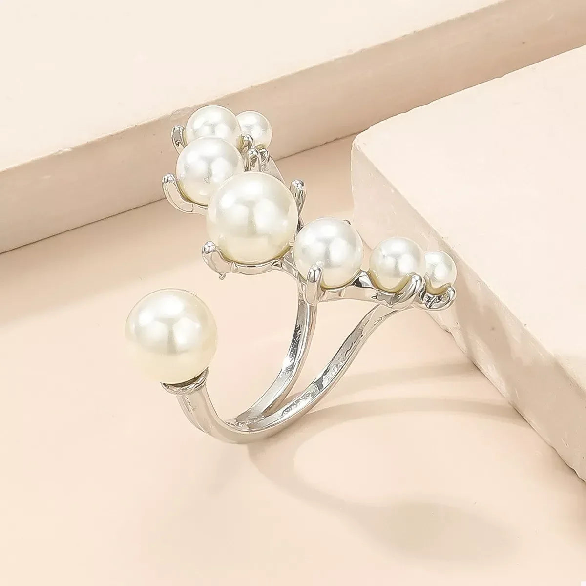 Alloy Pearl Open Ring - DAVERRI FASHIONS