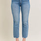 Judy Blue mid-rise kick flare jeans in vintage wash with destroyed hems