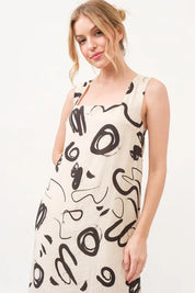 And The Why Square Neck Abstract Printed Maxi Dress | Daverri Fashions