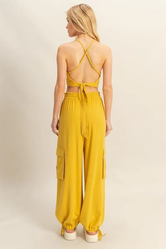 HYFVE Crop Top and Cargo Pants Set Outfit Sets