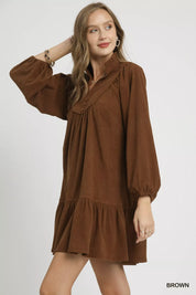 Umgee Corduroy Tiered Babydoll Dress | Mini Dresses Daverri Fashions