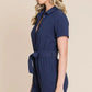 Lime 'N' Chili Collared Button Down Romper with Tie Belt Rompers