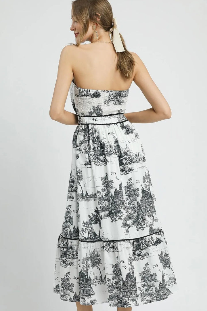 Umgee Printed Tiered Tube Midi Dress Midi Dresses