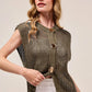 SO ME Big Metal Button Front Openwork Sweater Vest MOCHA Sweater Vests