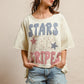 BiBi Stars and Stripes patchwork tee with cream oversized stars print