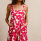 BiBi Floral Prints Tuck Detail Short Overall With Pockets Overalls