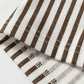 Brown and white striped elastic high waist pocketed loose pants fabric