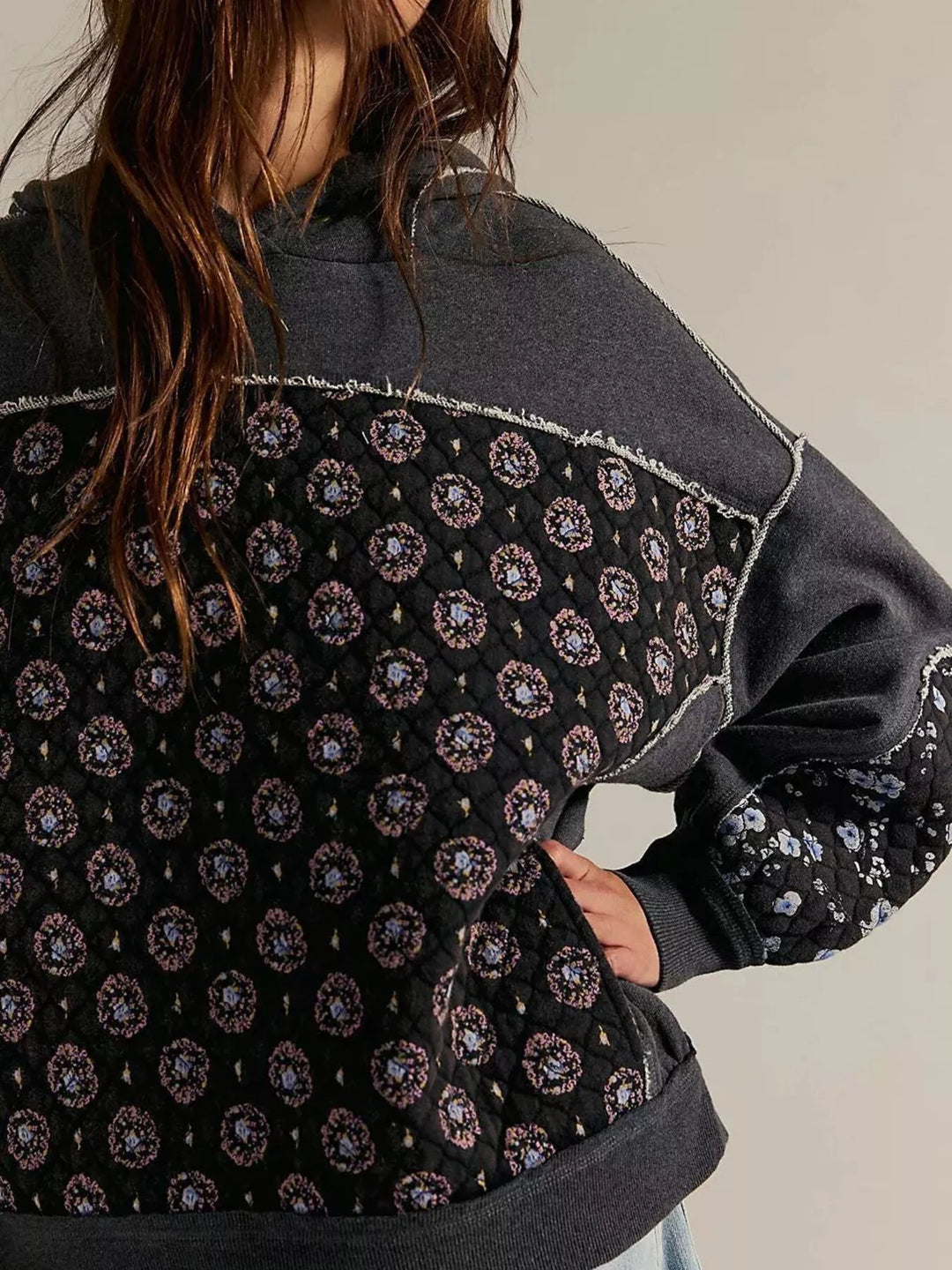 Exposed Seam Dropped Shoulder Hoodie | Hoodies Daverri Fashions