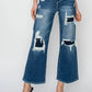 Risen Full Size High Rise Patch Detailed Wide Leg Crop Jeans - DAVERRI FASHIONS