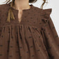 Umgee Bow Print Corduroy Puff Sleeve Blouse with Ruffled Blouses
