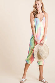 BiBi Tie Dye French Terry Mid-Length Casual Jumpsuit | Jumpsuits Daverri Fashions