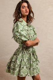 BiBi Tied Floral Short Sleeve Mini Shirt Dress | Mini Dresses Daverri Fashions