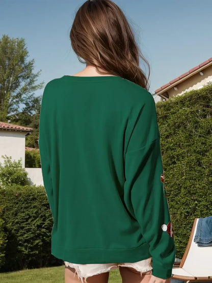 Sequin Gingerbread Man Long Sleeve Sweatshirt - DAVERRI FASHIONS