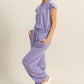 HYFVE Back Keyhole Round Neck Cap Sleeve Drawstring Jumpsuit Jumpsuits