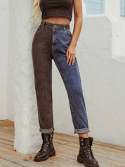 Two Tone Straight Leg Jeans | Jeans Daverri Fashions