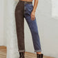 Two Tone Straight Leg Jeans - DAVERRI FASHIONS