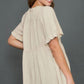 Umgee Full Size Raw Hem Notched Babydoll Linen Blouse Plus Size Blouses