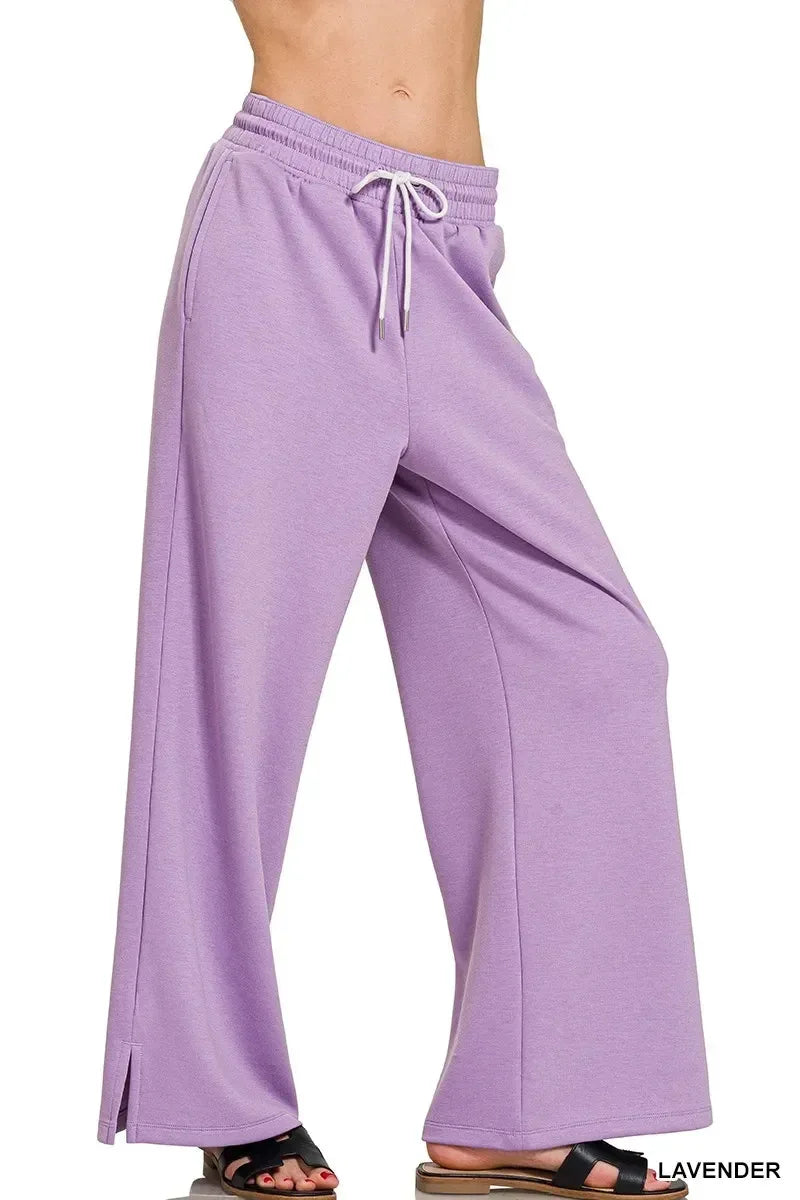 Zenana Scuba Drawstring Pants Lavender - DAVERRI FASHIONS