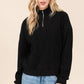 BOMBOM Quarter Zip Long Sleeve Sweatshirt with Pockets - DAVERRI FASHIONS