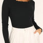 Lettuce Edge Round Neck Long Sleeve Top - DAVERRI FASHIONS