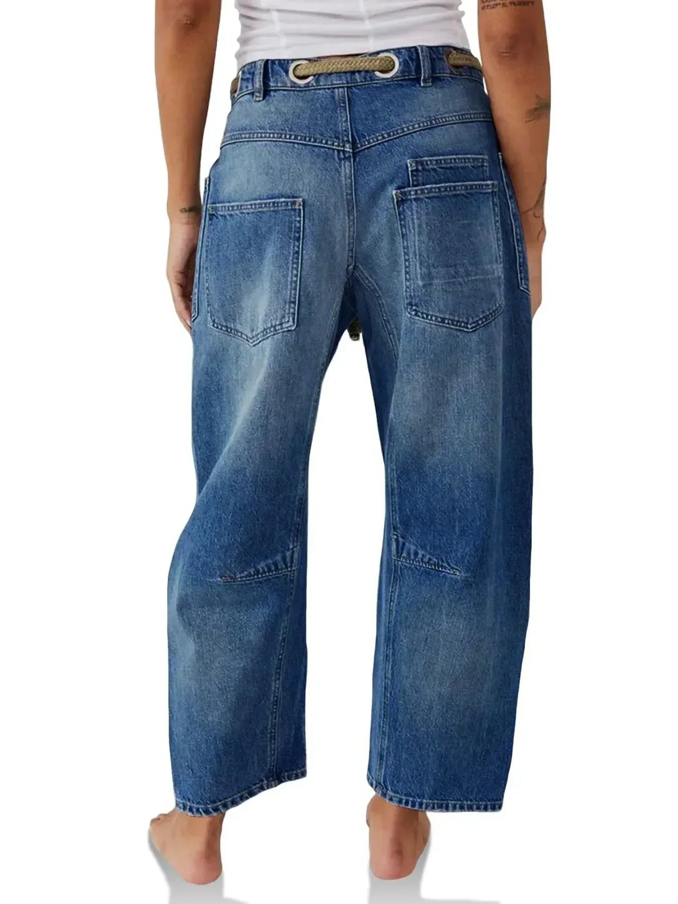 Washed Wide Leg Barrel Jeans - DAVERRI FASHIONS