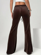 Daverri Fashions Velvet Flare Leg Pants - DAVERRI FASHIONS