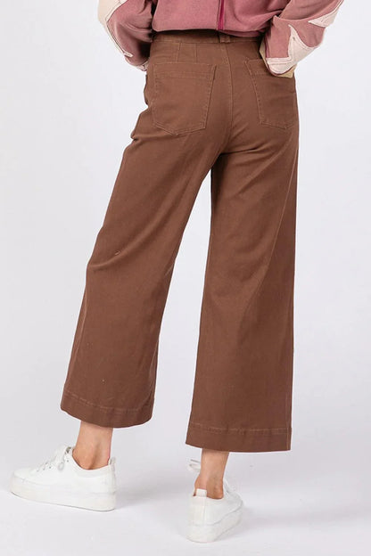 SAGE + FIG Wide Leg Cropped Pants - DAVERRI FASHIONS