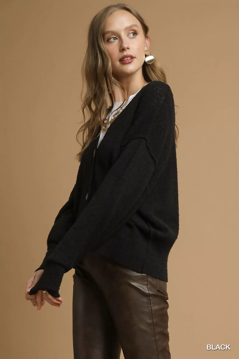 Umgee Button-Front V-Neck Knit Cardigan | Cardigans Daverri Fashions