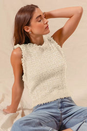 OATMEAL SO ME Tweed Knit Sweater Vest Top | Sweater Vests Daverri Fashions