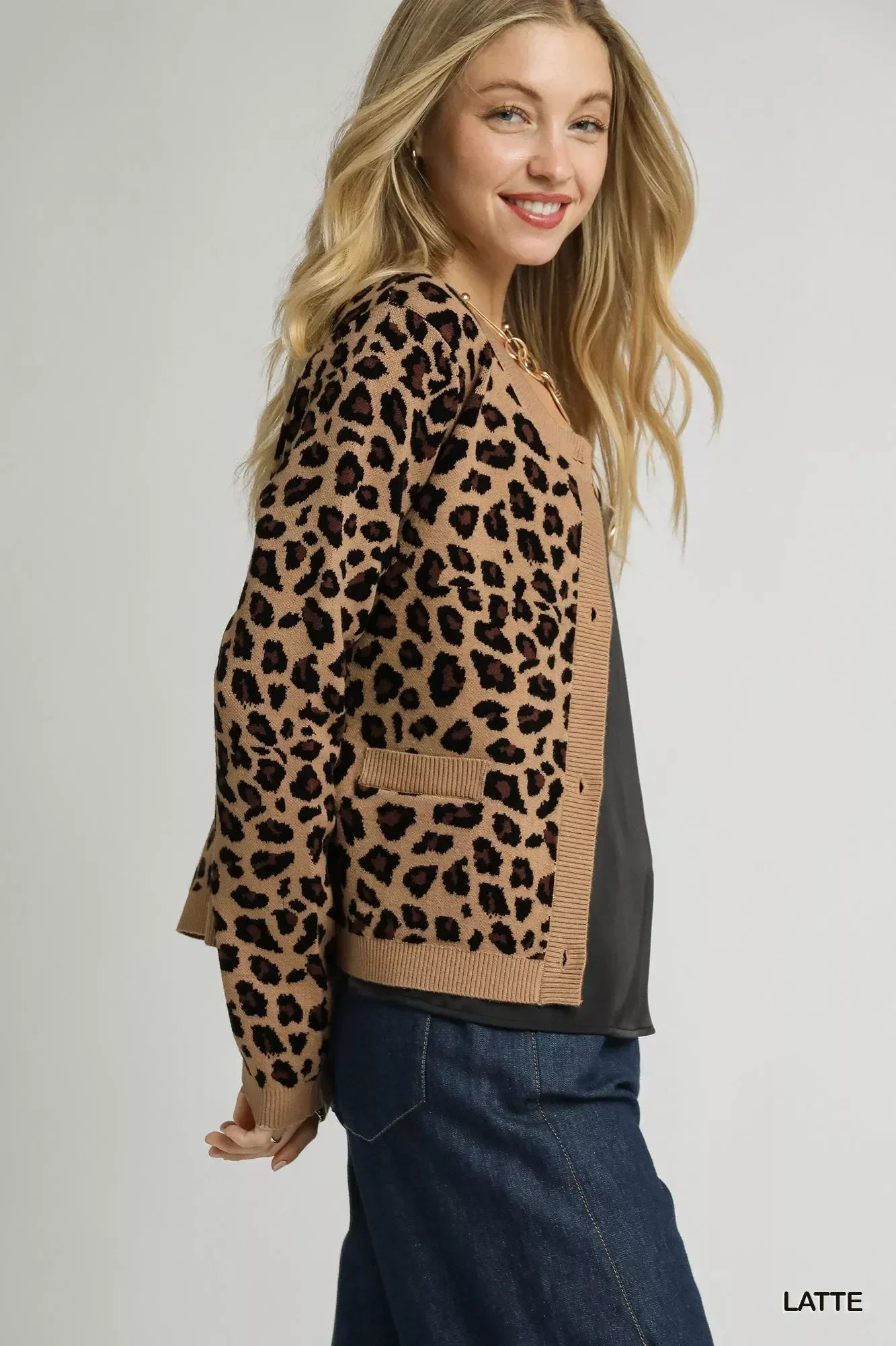 Umgee Leopard Print Button-Down Cardigan - DAVERRI FASHIONS