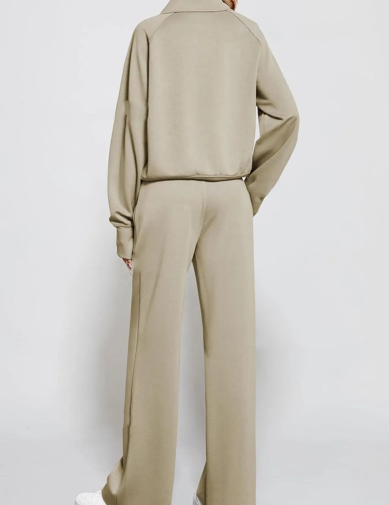 Half Zip Long Sleeve Top and Pants Set | Loungewear Sets Daverri Fashions