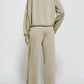 Half Zip Long Sleeve Top and Pants Set - DAVERRI FASHIONS