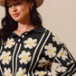 SO ME Floral Stripe Polo Collar Sweater - DAVERRI FASHIONS