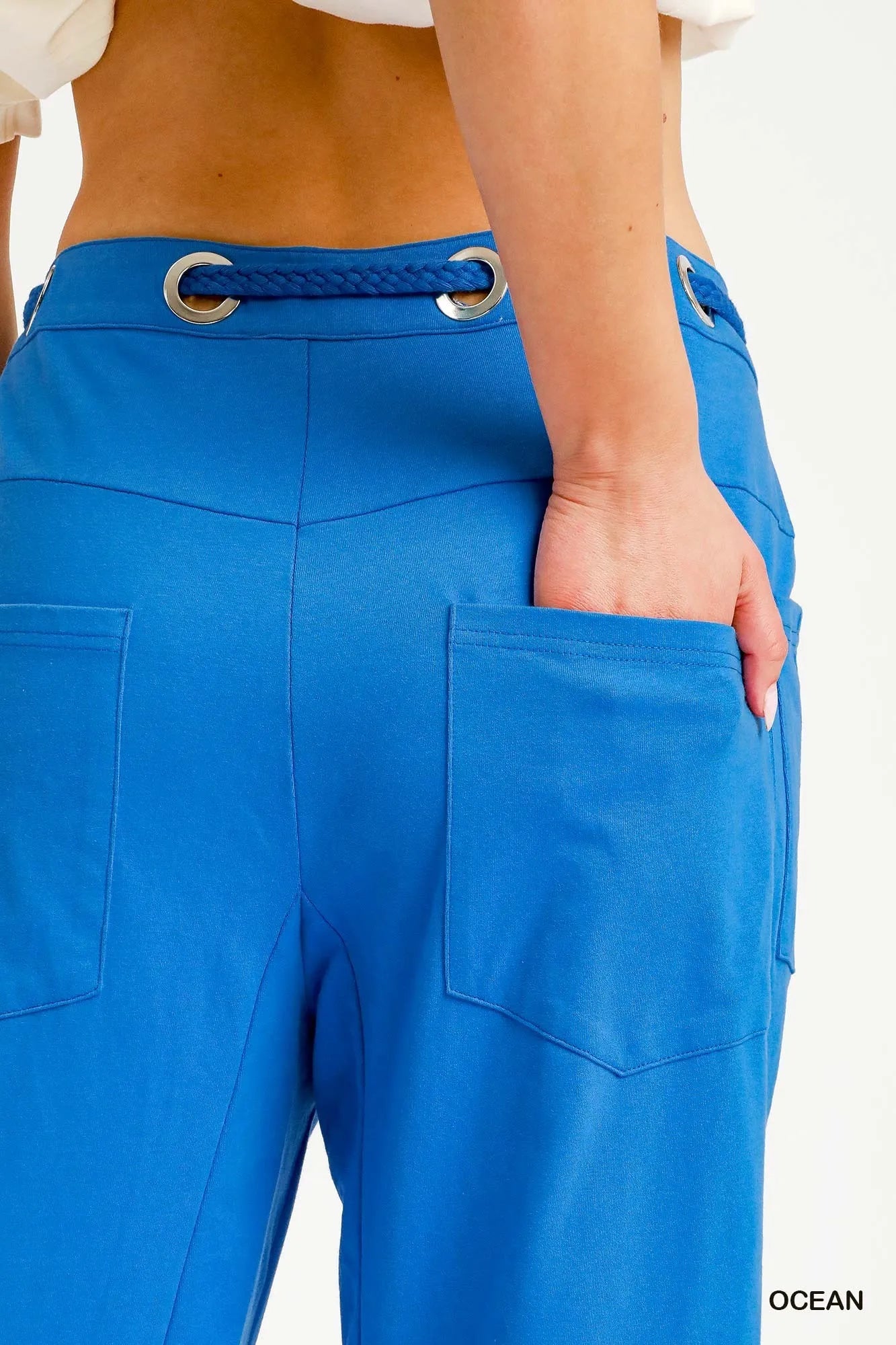 Umgee Drawstring Wide Leg Casual Pants Pants