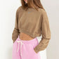 HYFVE Round Neck Long Sleeve Cropped Sweatshirt - DAVERRI FASHIONS