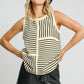 Umgee Round Neck Texture Striped Tank Cream
