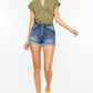 Kancan High Rise Frayed Hem Denim Shorts Denim Shorts