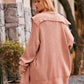 Cozy blush pink waffle-knit oversized sweater with wide collar