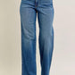 Judy Blue Full Size High Waist Tummy Control Chew Hem Destroy Wide Jeans Plus Size - DAVERRI FASHIONS