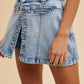 Annie Wear Button Detail Stretch Denim Wrap Mini Skort