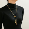 18K Gold-Plated Titanium Steel Hollow Bead Necklace - DAVERRI FASHIONS