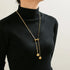 18K Gold-Plated Titanium Steel Hollow Bead Necklace - DAVERRI FASHIONS