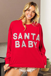 BiBi Santa Baby Lettering Christmas Sweatshirt | Sweatshirts Daverri Fashions