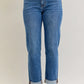 Judy Blue Full Size Mid Rise BF Classic Cuffed Jeans Plus Size - DAVERRI FASHIONS