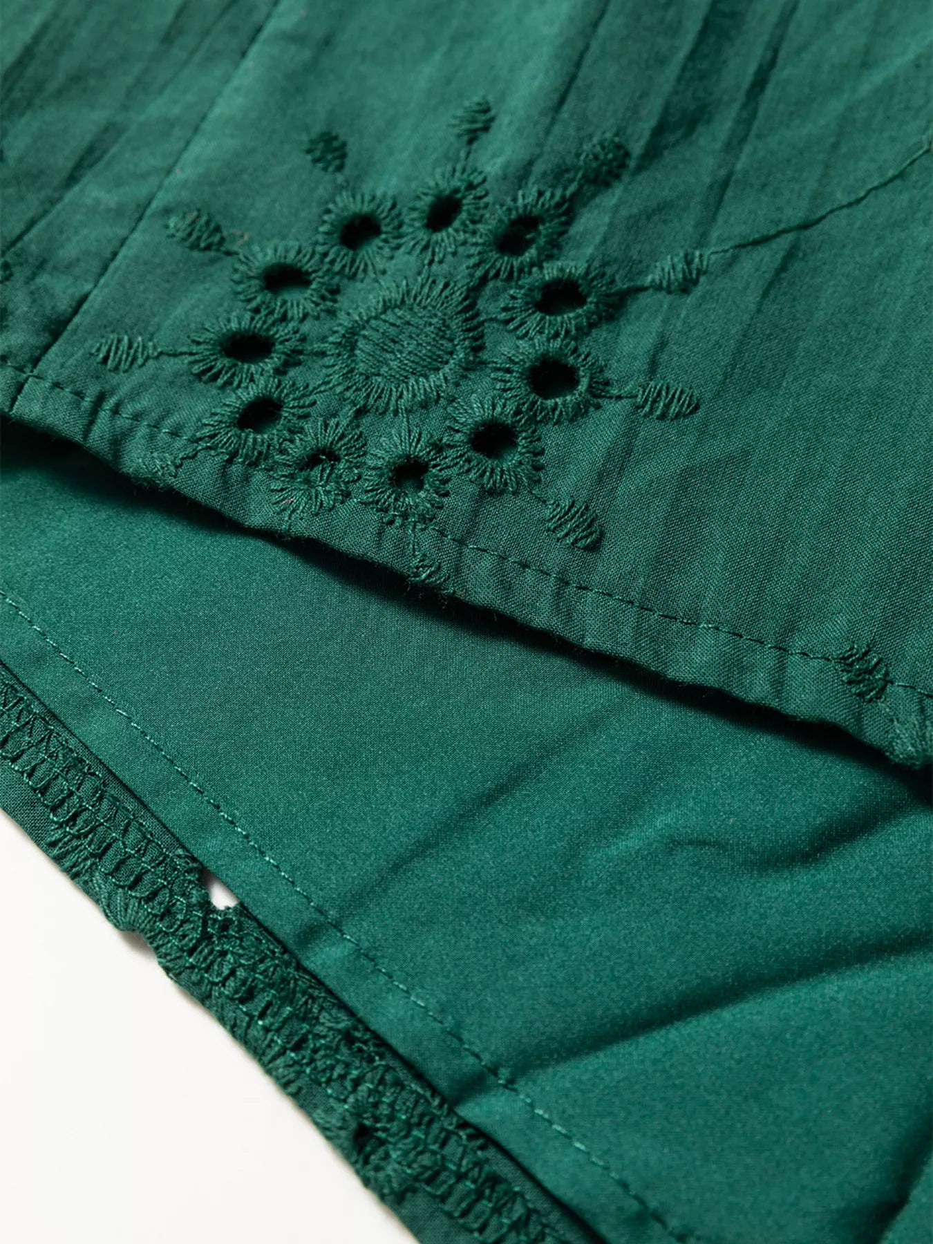 Embroidered Eyelet Pattern 3/4 Puffy Sleeve Swing Mini Dress | Mini Dresses Daverri Fashions