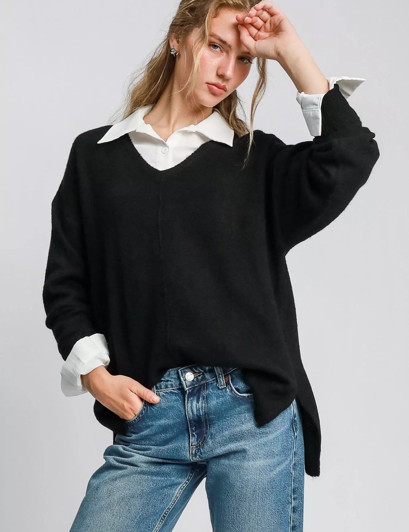 Black Umgee Wool Blended Pullover Sweater | Sweaters Daverri Fashions
