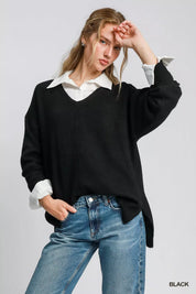 Black Umgee Wool Blended Pullover Sweater | Sweaters Daverri Fashions