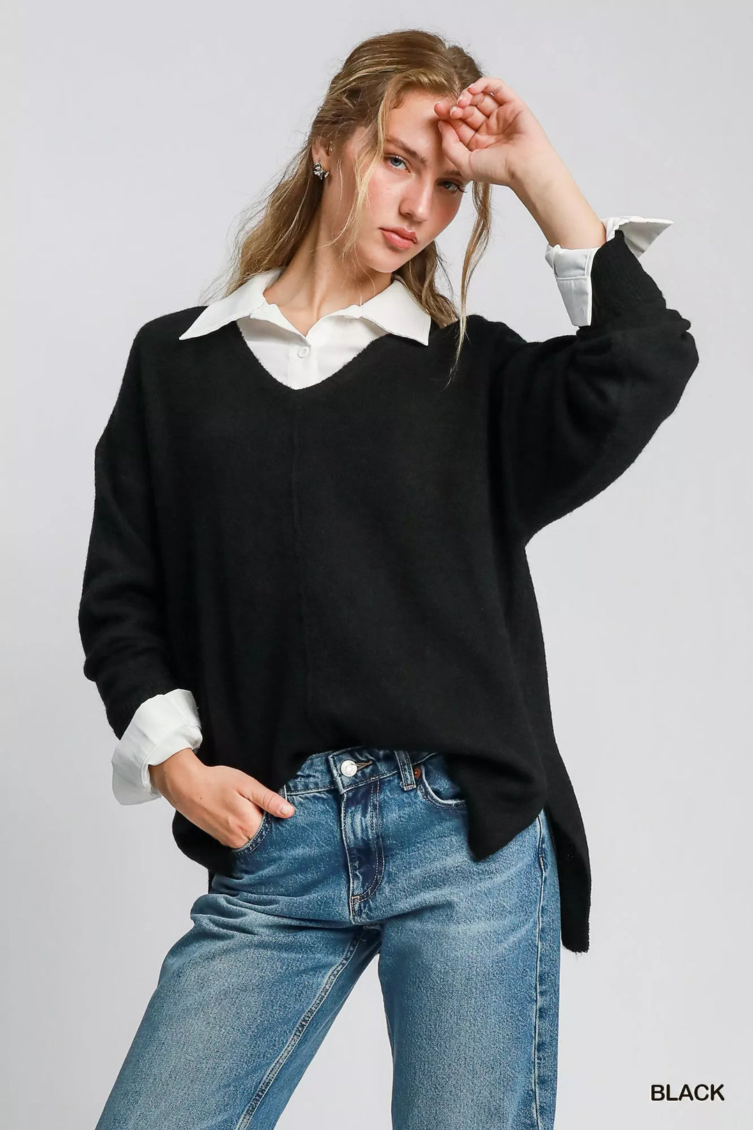 Black Umgee Wool Blended Pullover Sweater | Sweaters Daverri Fashions